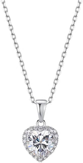 silver Necklace Crystal Heart