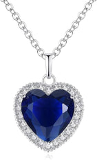 silver Necklace Crystal Heart