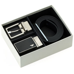 Emporio Armani Black Belt Set For Men
