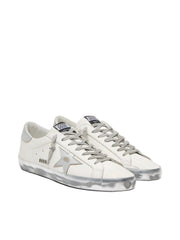 GOLDEN GOOSE SUPER-STAR 'WHITE LEATHER / METALLIC SILVER STAR & HEEL'