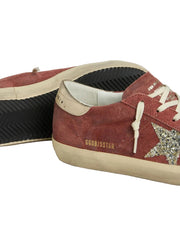 GOLDEN GOOSE SUPER-STAR 'RED SUEDE / SILVER GLITTER STAR & GOLD HEEL'