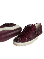 GOLDEN GOOSE SUPER-STAR 'PURPLE BURGUNDY GLITTER / SUEDE STAR'