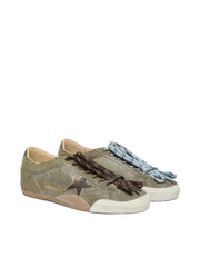 GOLDEN GOOSE TRUE STAR 'OLIVE GREEN SUEDE / GOLD STAR & HEEL'