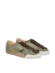 GOLDEN GOOSE TRUE STAR 'OLIVE GREEN SUEDE / GOLD STAR & HEEL'