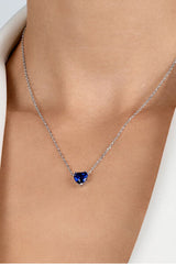 silver Necklace Crystal Heart