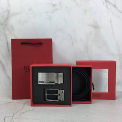 Hugo Boss Leather Belt Set For Men