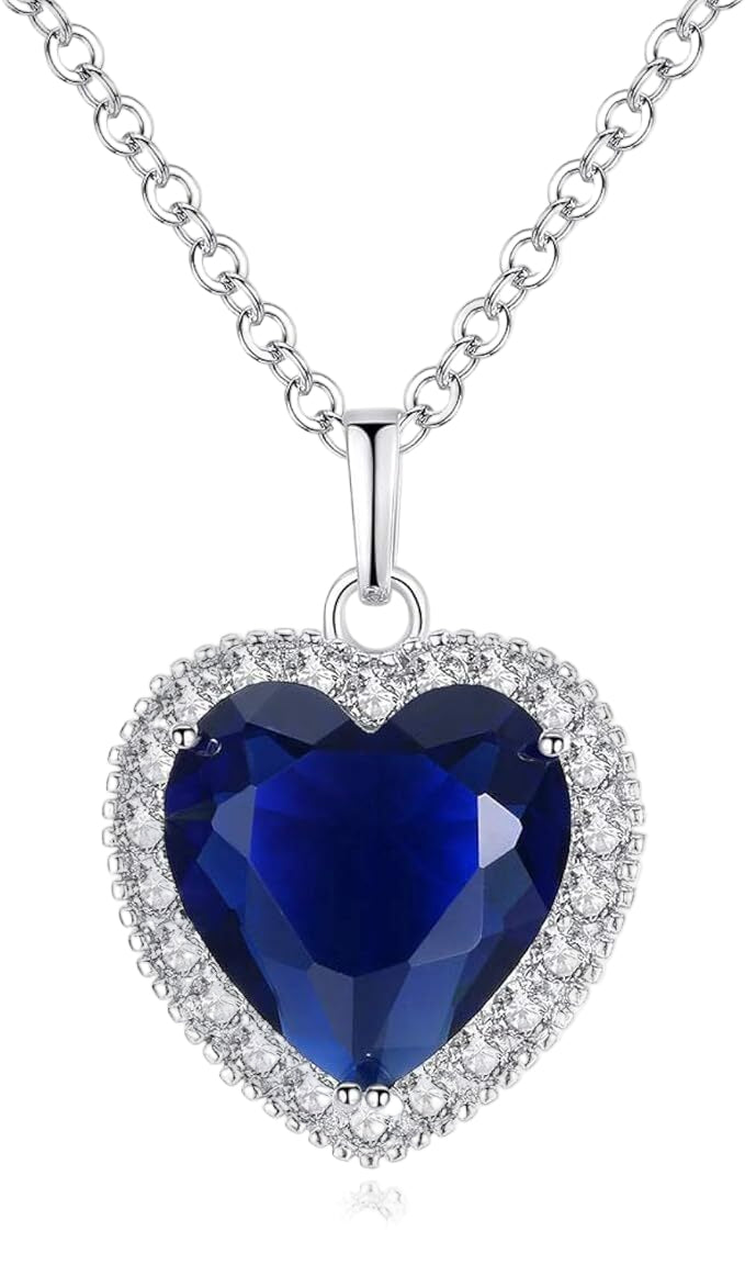 silver Necklace Crystal Heart