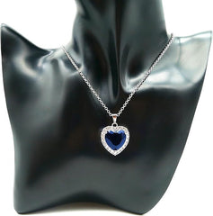 silver Necklace Crystal Heart