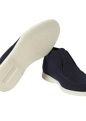 LORO PIANA OPEN WALK ANKLE BOOT NAVY BLUE