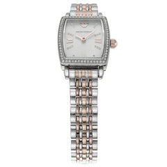 EMPORIO ARMANI GIANNI T BAR WOMEN'S WHITE MOTHER-OF-PEARL DIAL TWO-TONE STEEL BRACELET WATCH