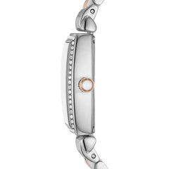 EMPORIO ARMANI GIANNI T BAR WOMEN'S WHITE MOTHER-OF-PEARL DIAL TWO-TONE STEEL BRACELET WATCH