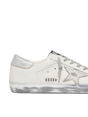 GOLDEN GOOSE SUPER-STAR 'WHITE LEATHER / METALLIC SILVER STAR & HEEL'