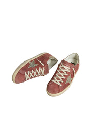 GOLDEN GOOSE SUPER-STAR 'RED SUEDE / SILVER GLITTER STAR & GOLD HEEL'