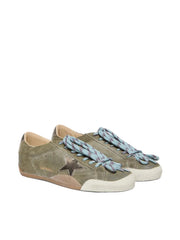 GOLDEN GOOSE TRUE STAR 'OLIVE GREEN SUEDE / GOLD STAR & HEEL'