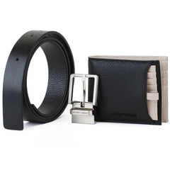 Emporio Armani Black Eenuine Leather Wallet And Belt