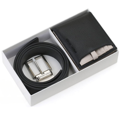 Emporio Armani Black Eenuine Leather Wallet And Belt