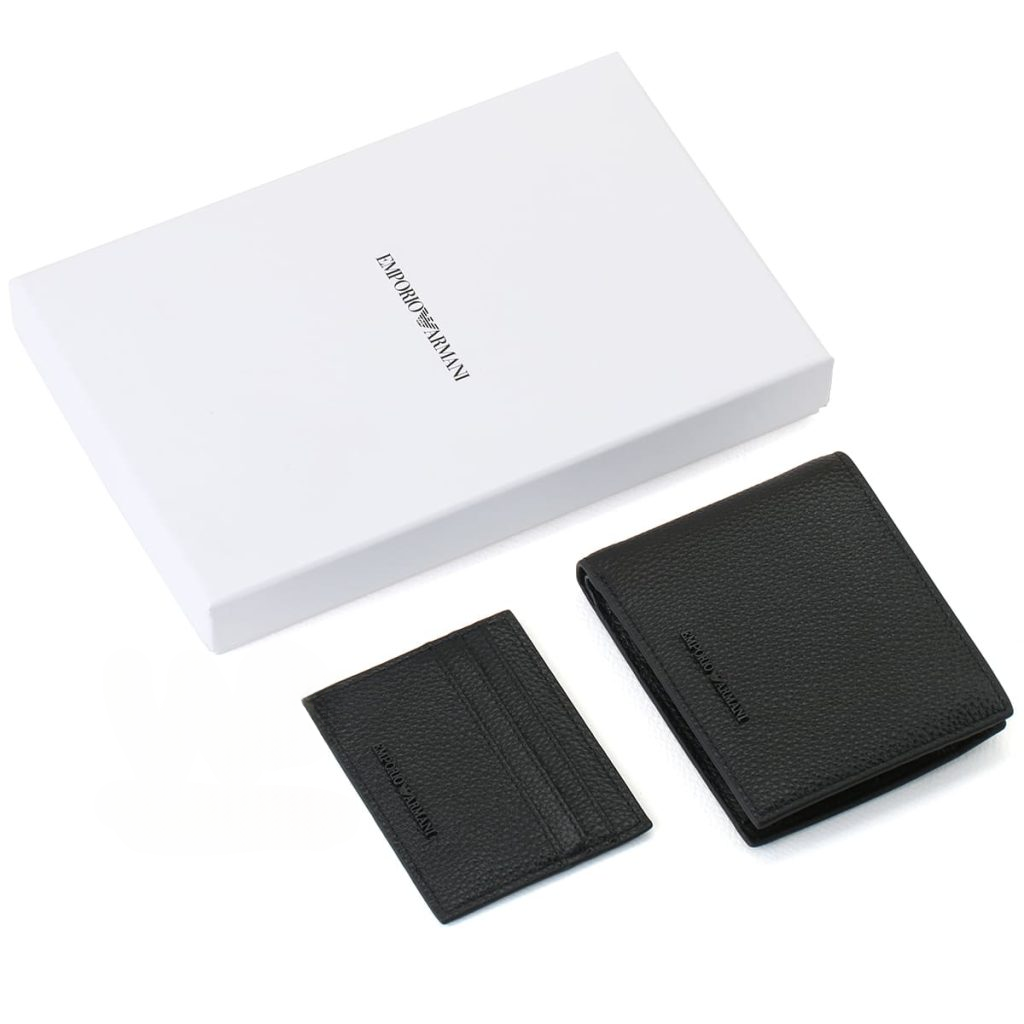Emporio Armani Black Genuine Leather Wallet and Card Holder Set