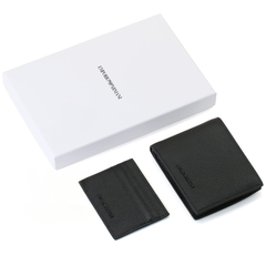 Emporio Armani Black Genuine Leather Wallet and Card Holder Set