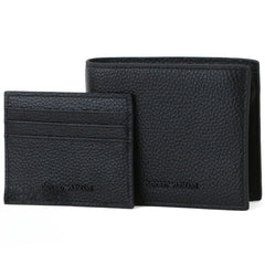Emporio Armani Black Genuine Leather Wallet and Card Holder Set