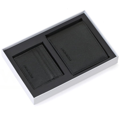 Emporio Armani Black Genuine Leather Wallet and Card Holder Set
