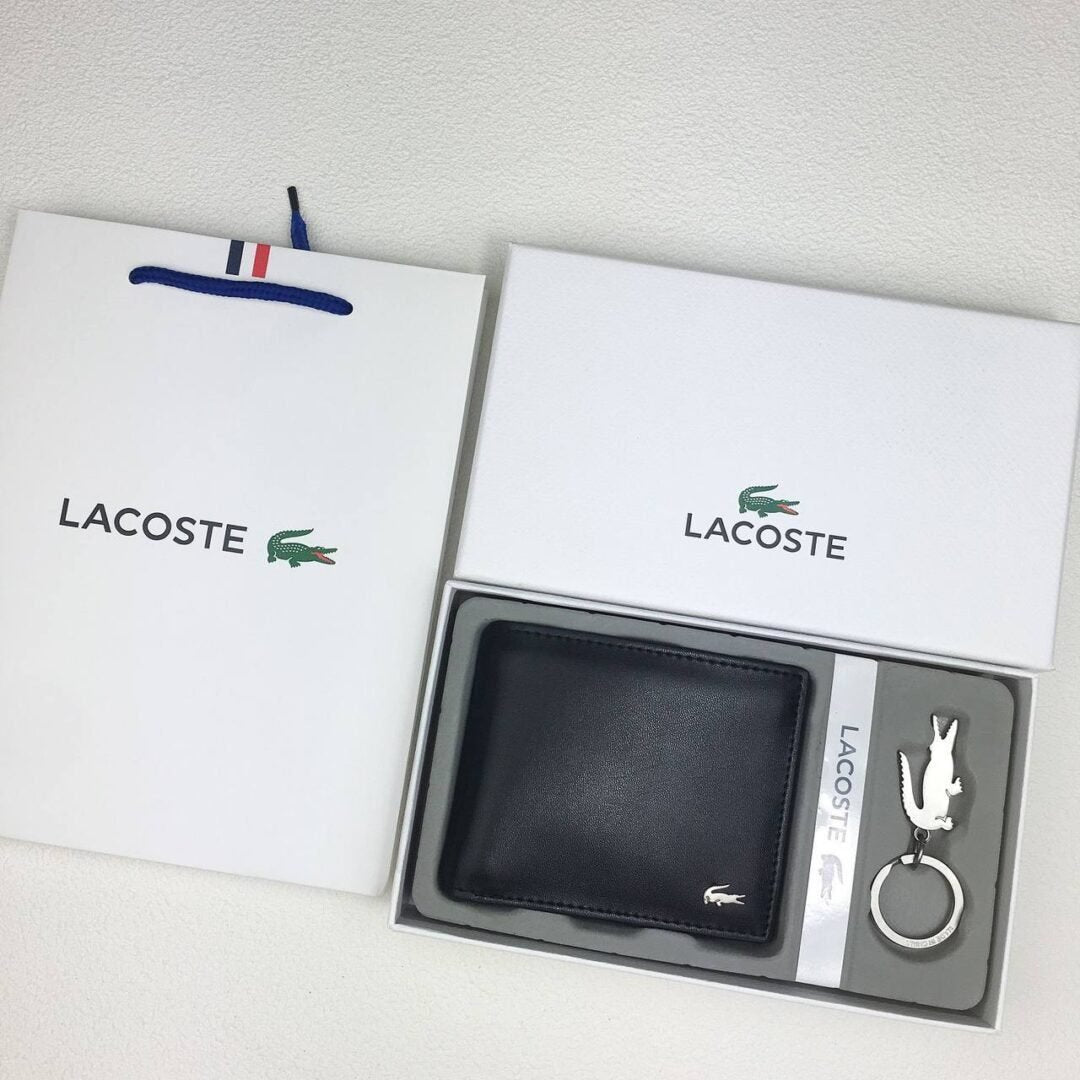 Black Lacoste Men Leather Wallet